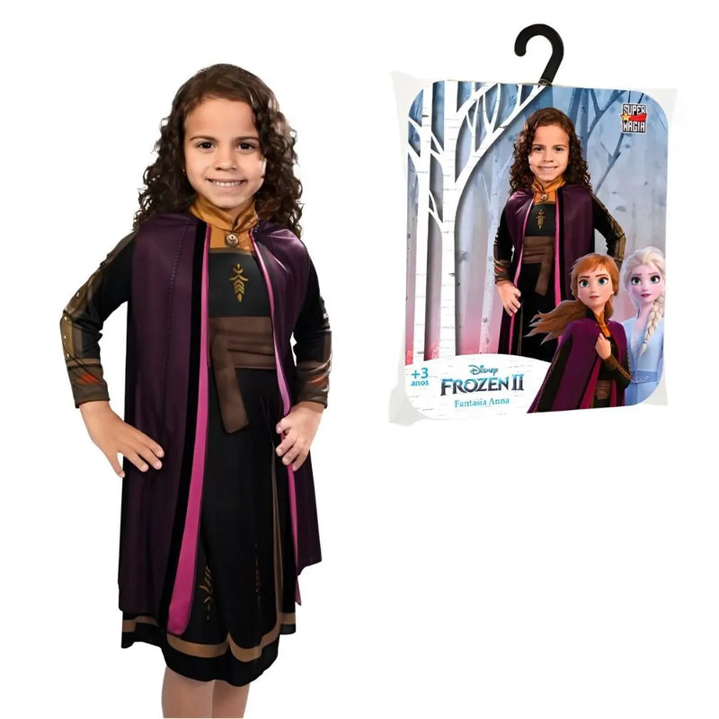 Fantasia Anna Clássica Frozen 2 Disney Infantil Criança Feminino Nova Blink Megalomania