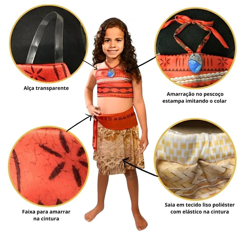 Fantasia Moana Clássica Disney Personagem Infantil Crianças Novabrink Megalomania