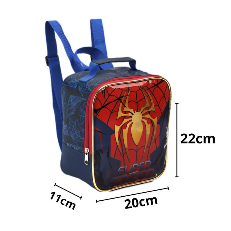 Kit Lancheira Térmica Infantil Super Spider Aranha Homem Estojo com Dois Compartimentos Escolar Masculino Seanite Megalomania