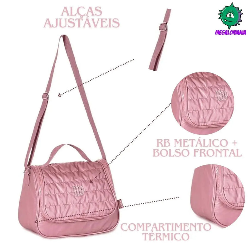 Lancheira Térmica Duas Alças Rebecca Bonbon Lilás Rosa Azul Lanchinho Juvenil Escolar Feminino Clio Megalomania