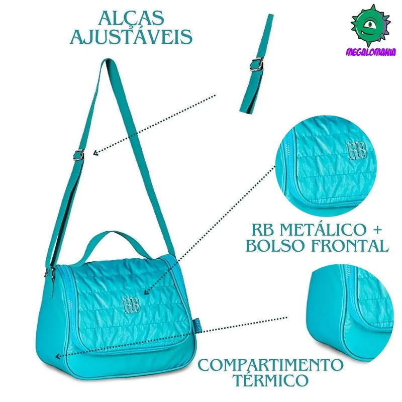 Lancheira Térmica Duas Alças Rebecca Bonbon Lilás Rosa Azul Lanchinho Juvenil Escolar Feminino Clio Megalomania