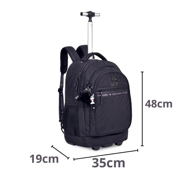 Mochila de Carrinho Mala Bolsa Preto Rosa Lilás Rebecca Bonbon Fashion Meninas Clio Megalomania