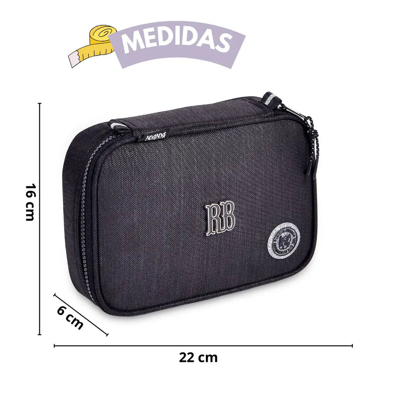 Kit Mochila Costas Rebecca Bonbon Preto Estojo Box Juvenil Escolar Meninas Chaveiro Pompom Clio Megalomania