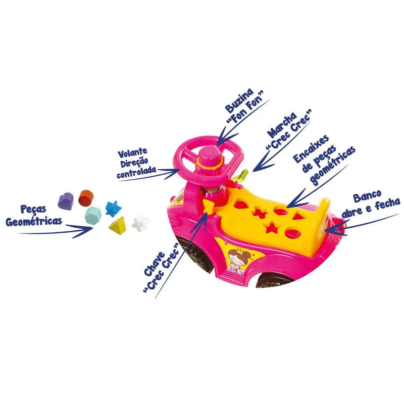 Brinquedo Carrinho Andador Interativo Ketokinha Princesa Feminino Triciclo Kendy Megalomania