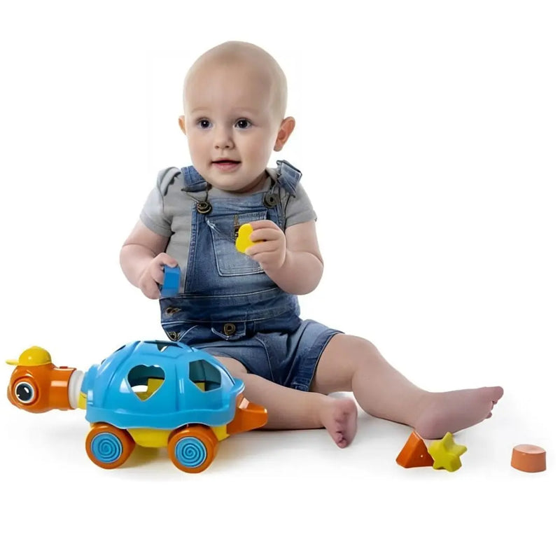 Brinquedo Educativo Tartaruga Puxa Estica Didático Encaixar Formas Infantil Crianças Kendy Megalomania