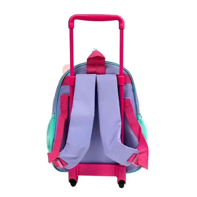Mochila de Carrinho Mala Bolsa Unicórnio Rosa Roxo Lancheira Térmica Duas Alças Lanchinho Escolar Infantil Feminino Clio Megalomania