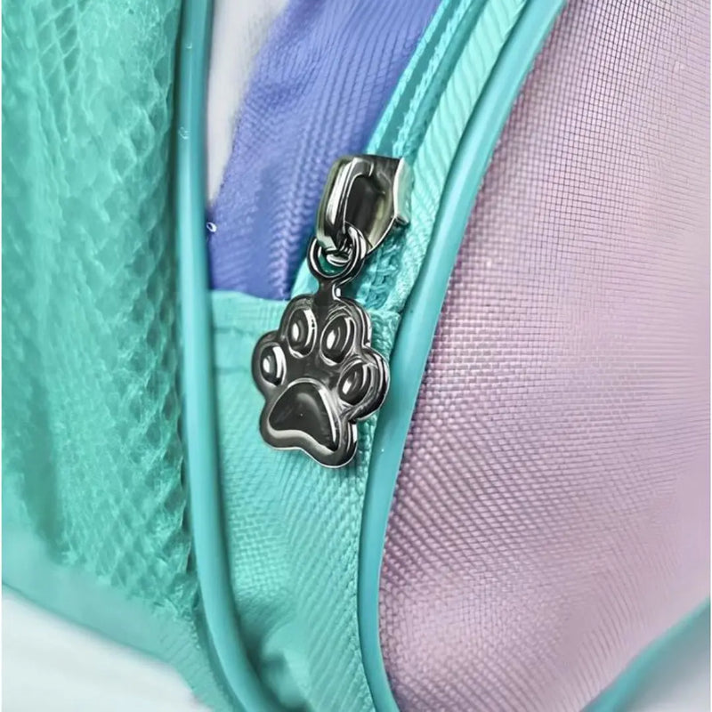 Mochila de Carrinho Mala Bolsa Unicórnio Rosa Roxo Lancheira Térmica Duas Alças Lanchinho Escolar Infantil Feminino Clio Megalomania