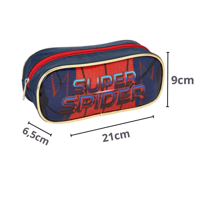 Estojo Simples Infantil Super Spider Aranha Dourada Escolar Masculino Seanite Megalomania