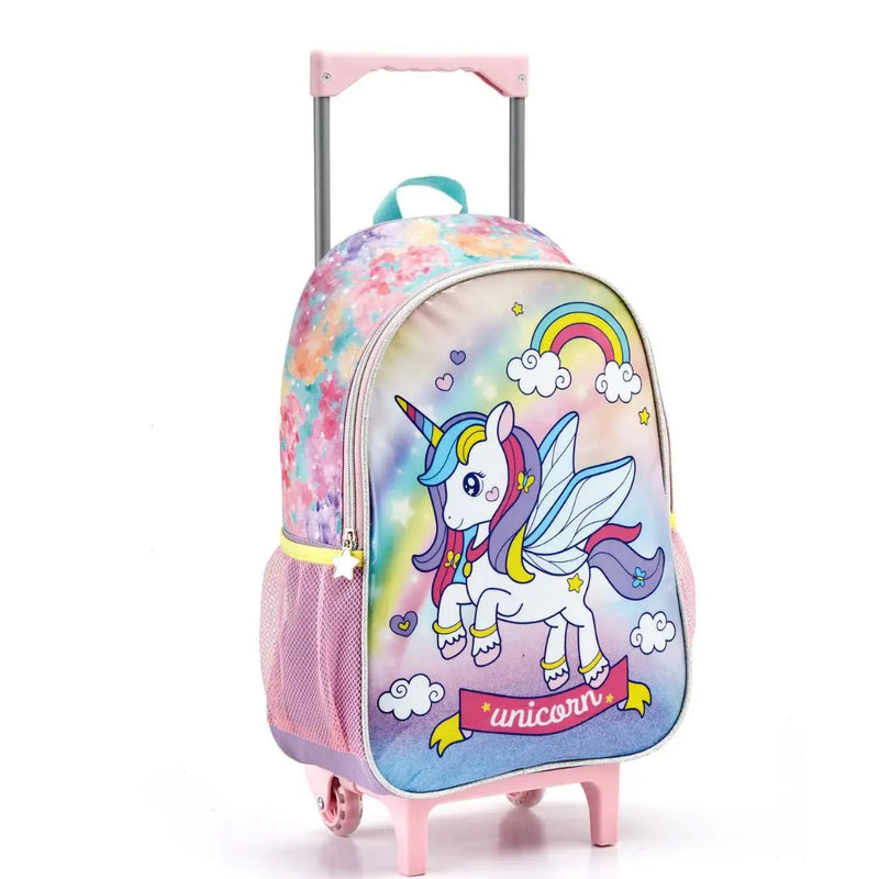 Mochila de Carrinho Unicórnio com Asas Infantil Escolar Meninas Fashion Seanite Megalomania