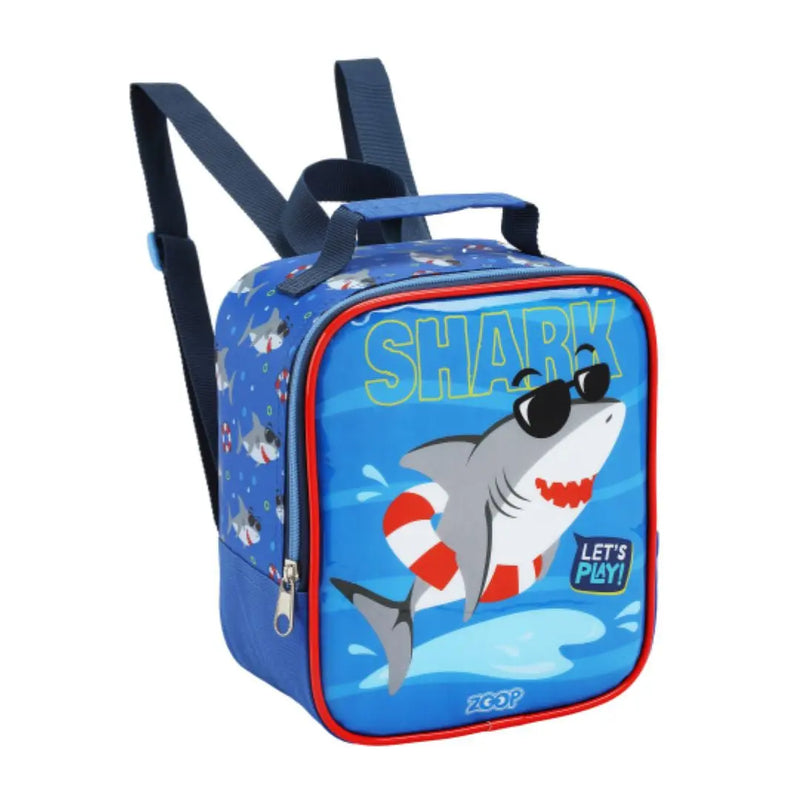 Kit Mochila de Carrinho Tubarão Azul MAla Bolsa Lancheira Térmica Masculino Meninos Crianças Seanite Megalomania