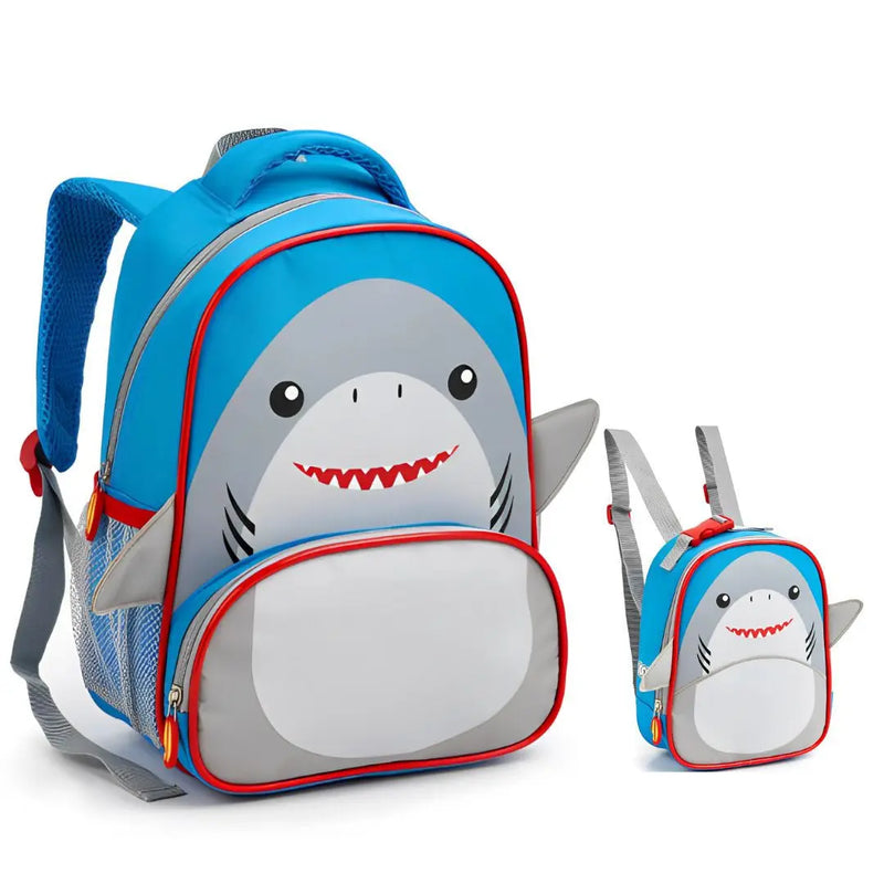 Kit Mochila de Costas Tubarão Infantil Lancheira Térmica Escolar Masculino Meninos Seanite Megalomania