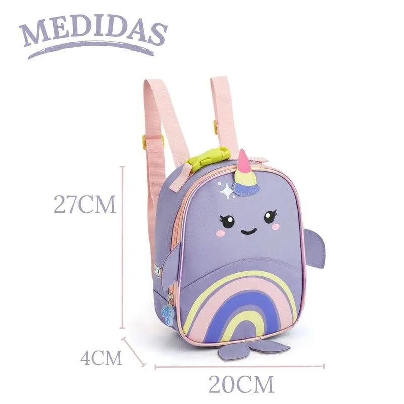 Kit Mochila de Costas Baleia Infantil Lancheira Térmica Bolsa Escolar Seanite Megalomania