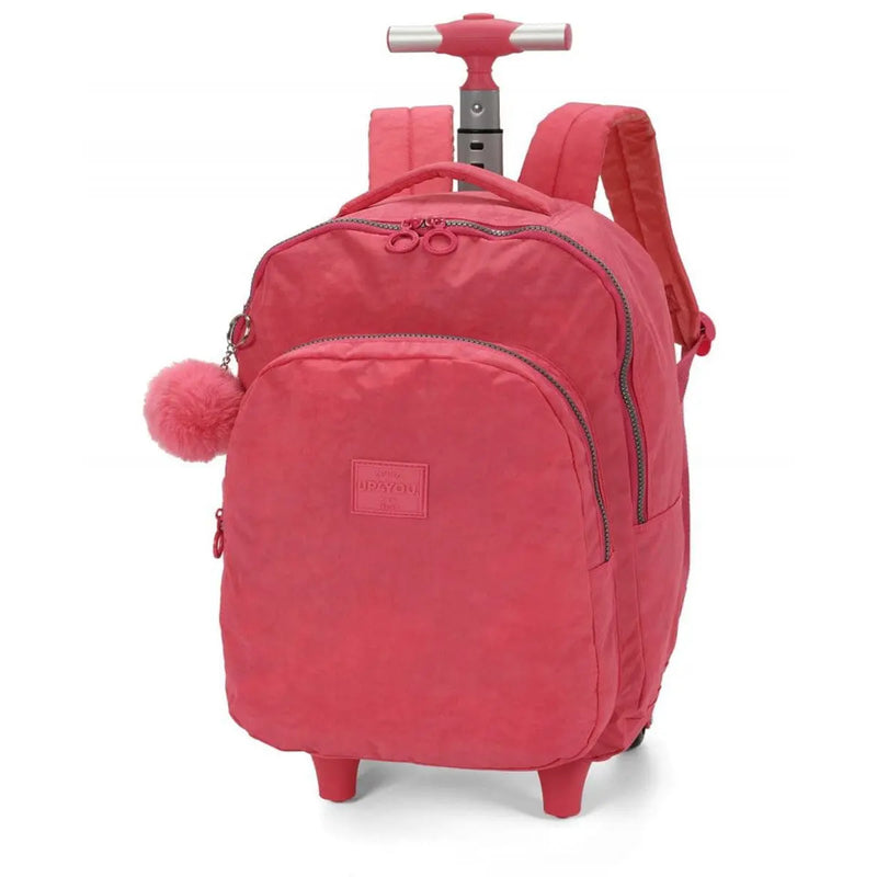 Mochila com Rodas Escolar Juvenil com Bolso Frontal Salmão Resistente Up4You - Luxcel Megalomania