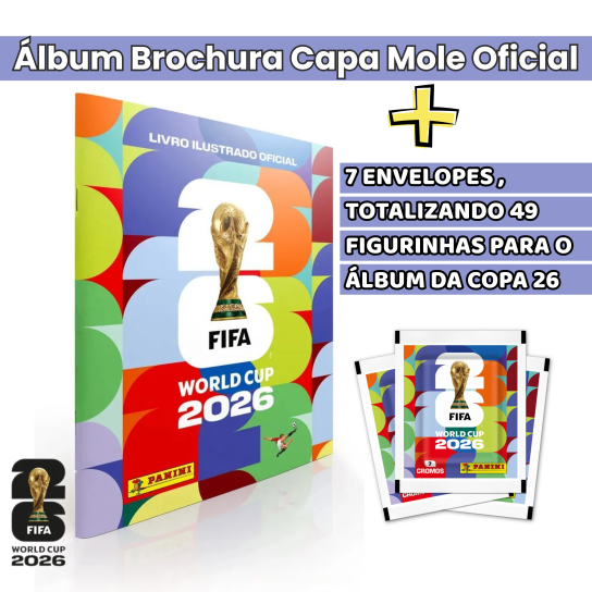 ÁLBUM BROCHURA CAPA MOLE + 7 ENVELOPES PACOTINHO FIGURINHA 2026 [Pré-Venda]