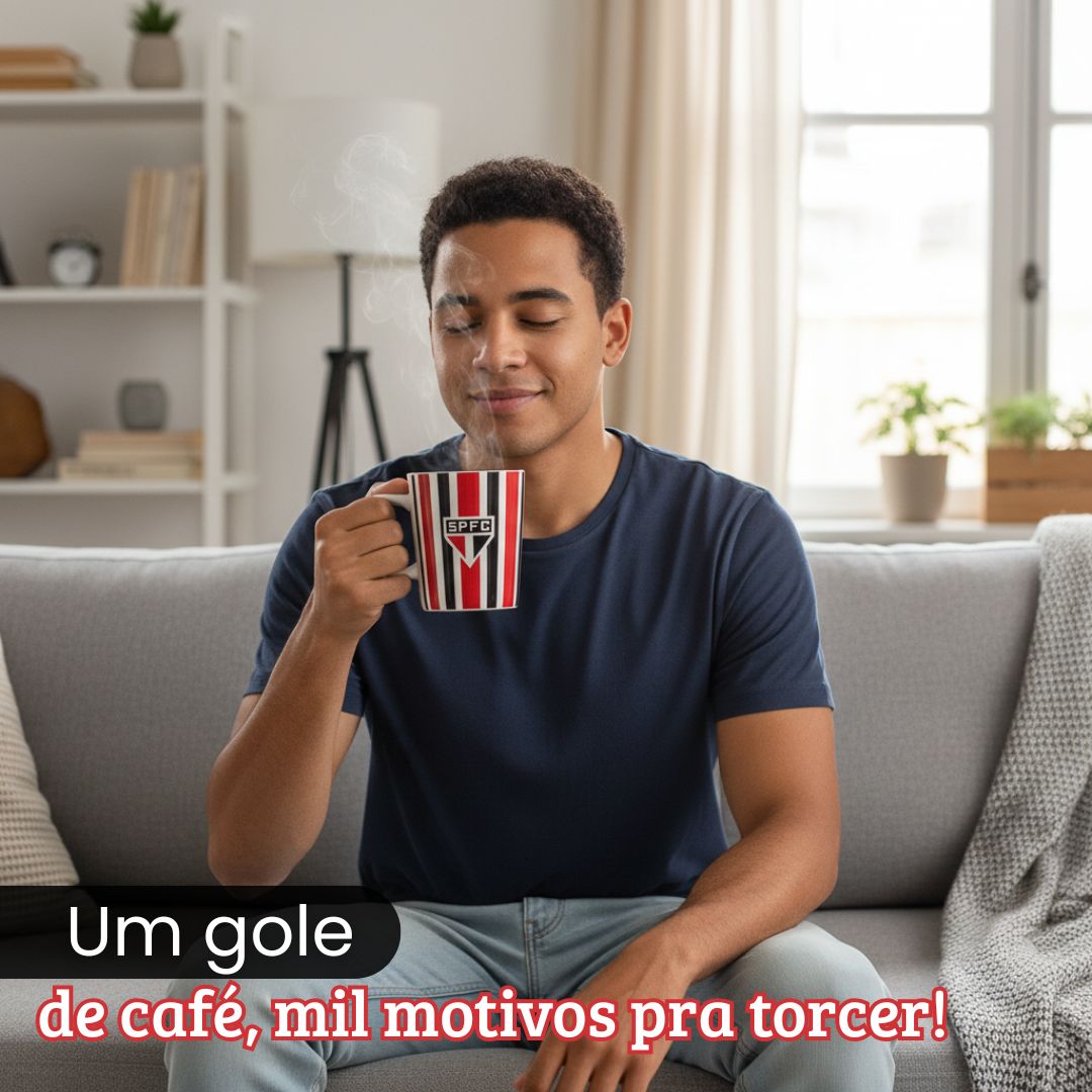 Caneca Cerâmica São Paulo 400ml Presente Pai Café Tricolor Futebol - Imagem 3