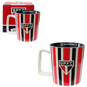 Caneca Cerâmica São Paulo 400ml Presente Pai Café Tricolor Futebol