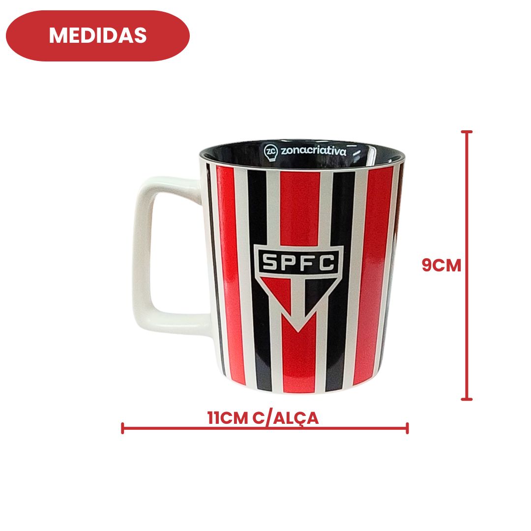Caneca Cerâmica São Paulo 400ml Presente Pai Café Tricolor Futebol - Imagem 4