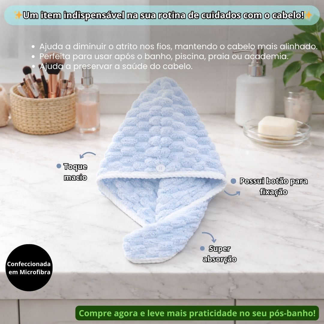Toalha Turbante Para Cabelo Felpuda Super Absorvente Secagem Rápida Microfibra Macia - Imagem 8