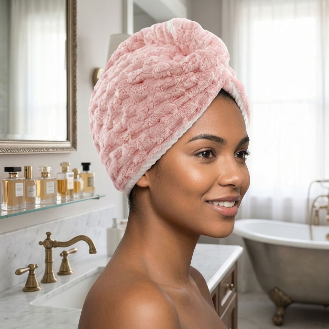 Toalha Turbante Para Cabelo Felpuda Super Absorvente Secagem Rápida Microfibra Macia - Imagem 7