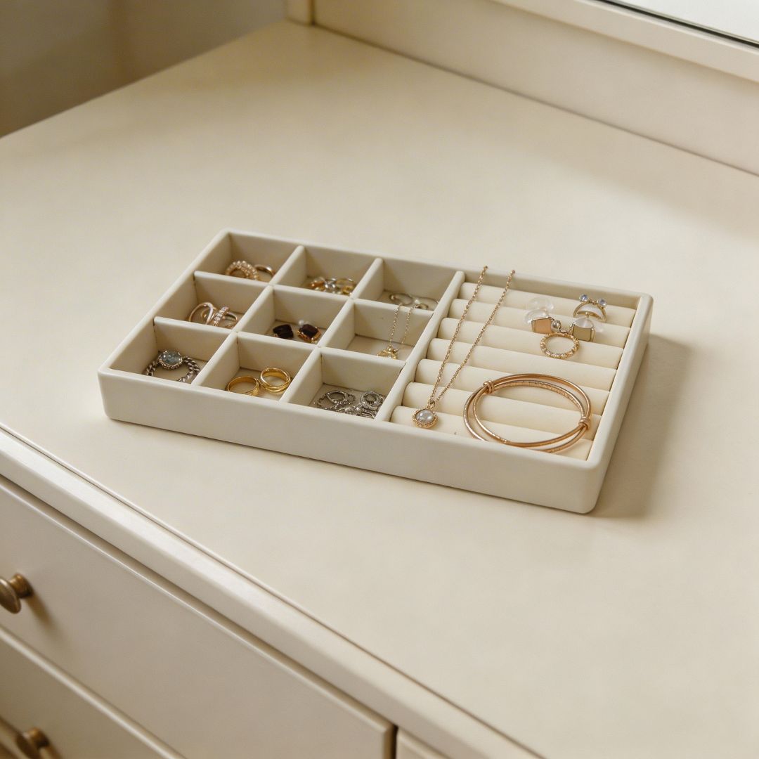 Bandejas Organizador Joias Veludo Luxo Resistente Funcional 10 Compartimentos acolchoados - Imagem 3