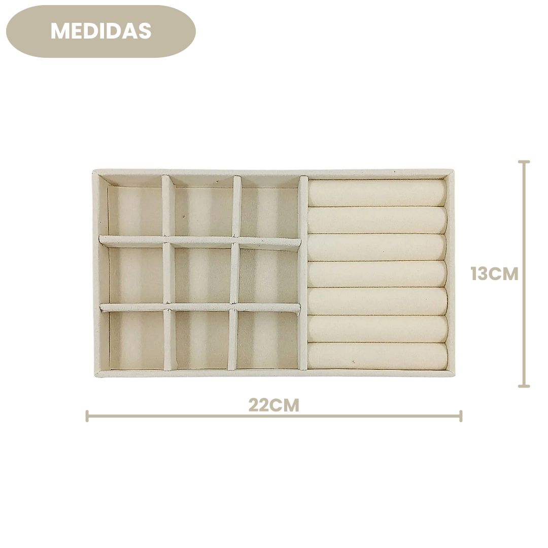 Bandejas Organizador Joias Veludo Luxo Resistente Funcional 10 Compartimentos acolchoados - Imagem 4