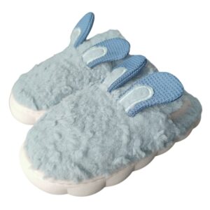 Pantufa Infantil Azul Coelhinho Quarto Frio Inverno Antiderrapante Menino Criança Pelucia
