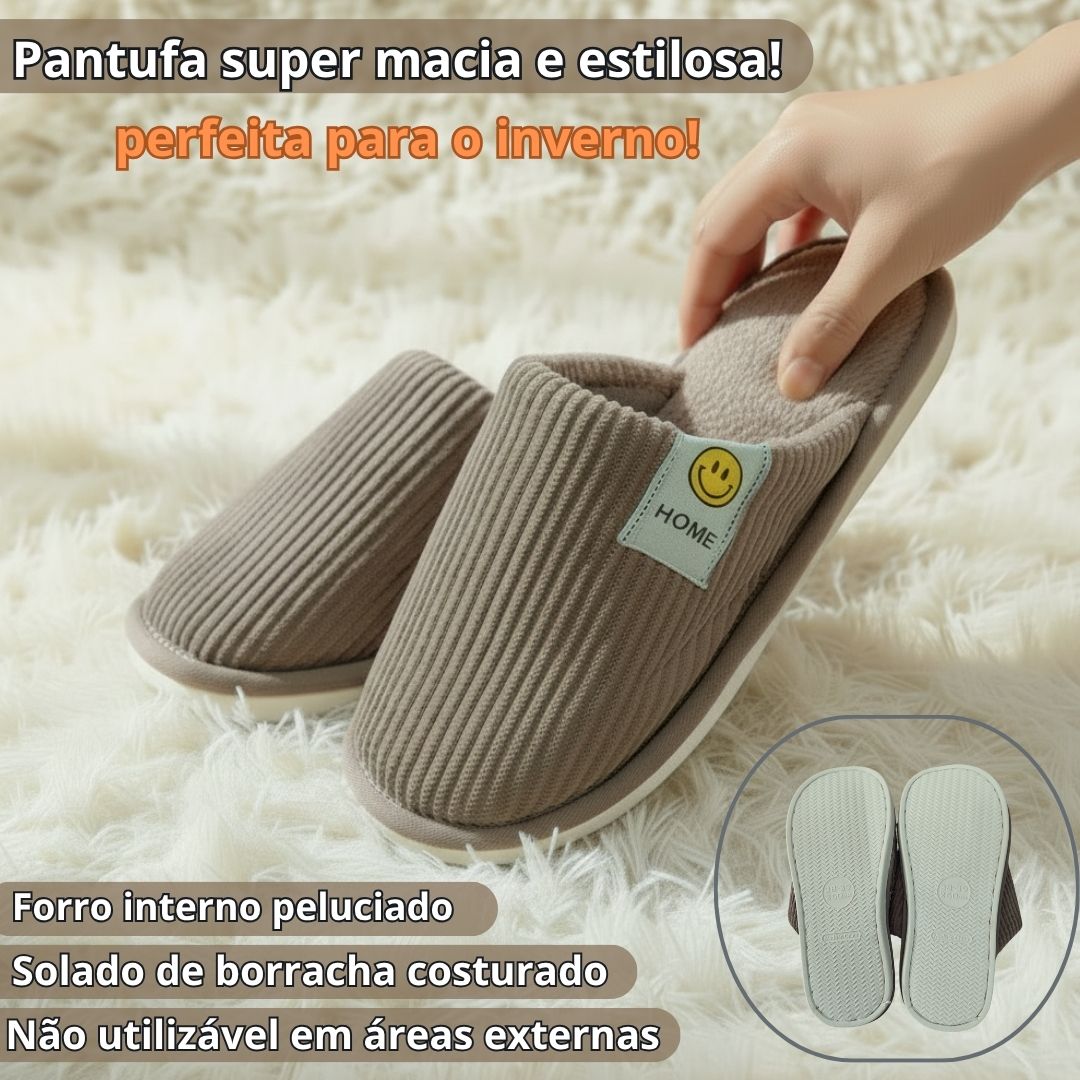 Pantufa Unissex Marrom Adulto Frio Quarto Pai Mãe Inverno - Imagem 2