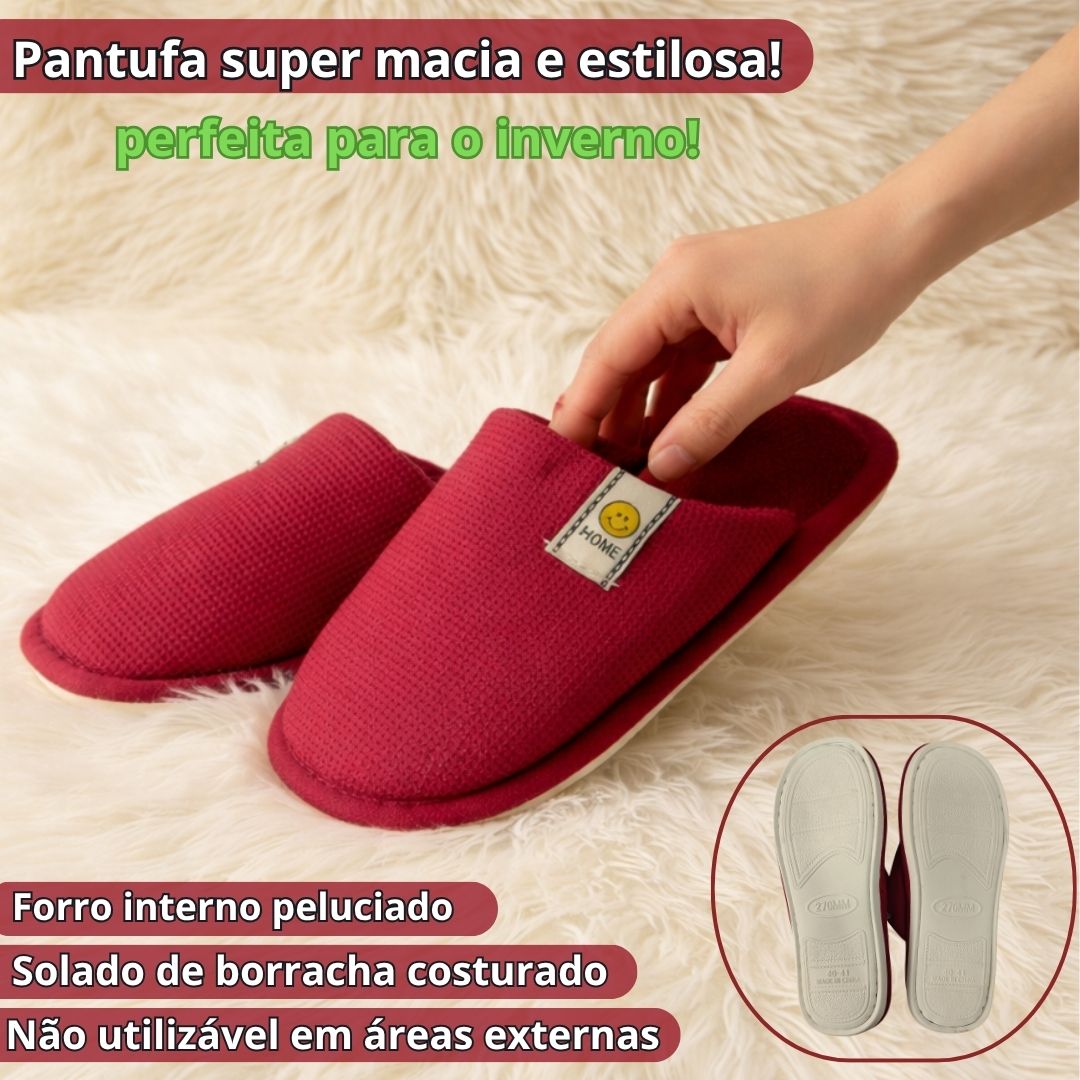 Pantufa Vermelha Feminina  Mãe Frio Inverno Quarto Chinelo - Imagem 2