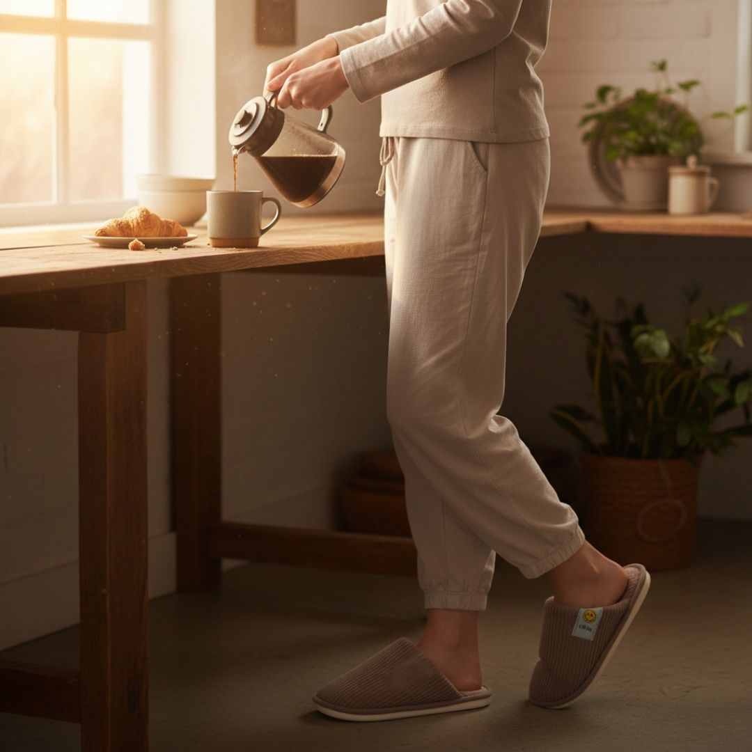 Pantufa Unissex Marrom Adulto Frio Quarto Pai Mãe Inverno - Imagem 3