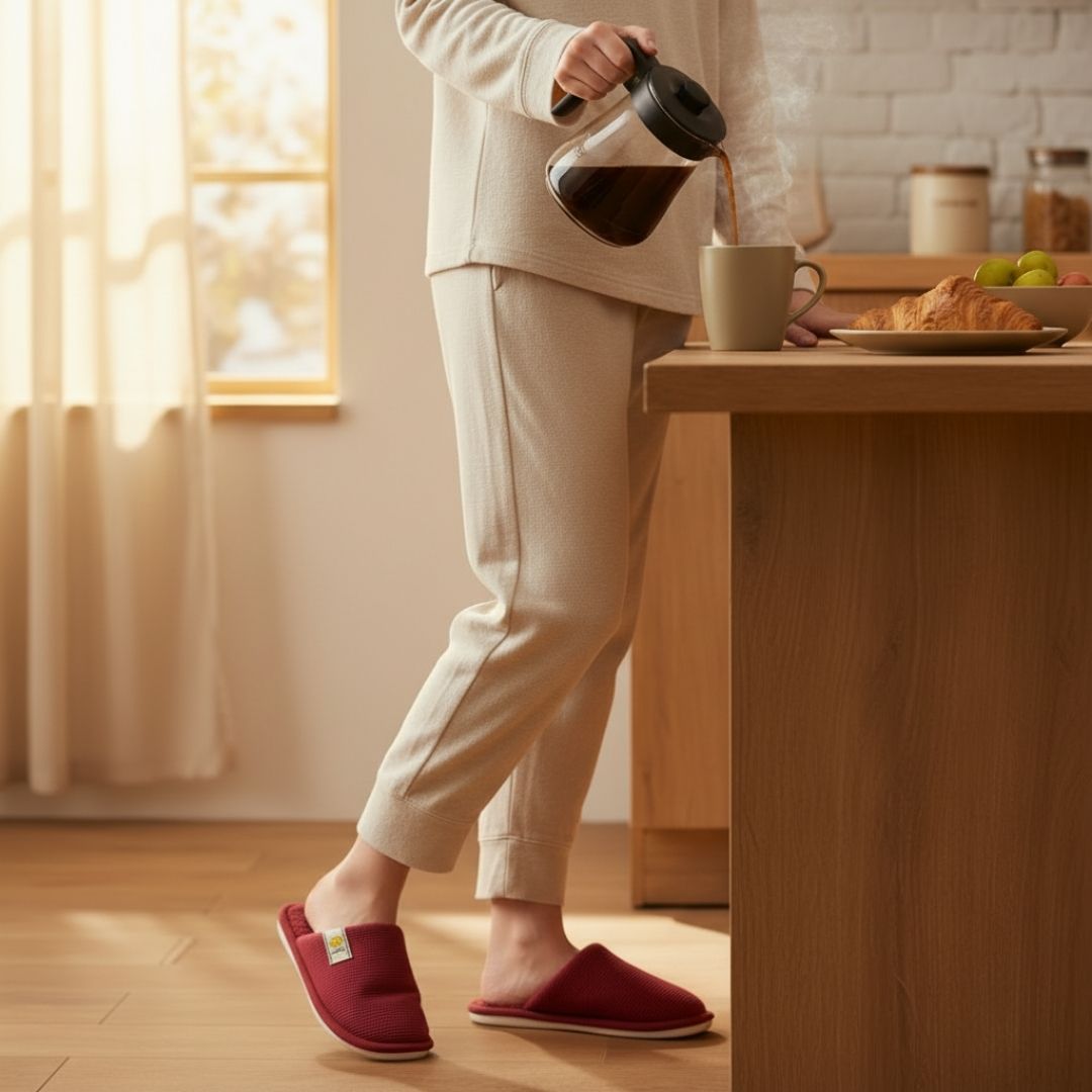 Pantufa Vermelha Feminina  Mãe Frio Inverno Quarto Chinelo - Imagem 3