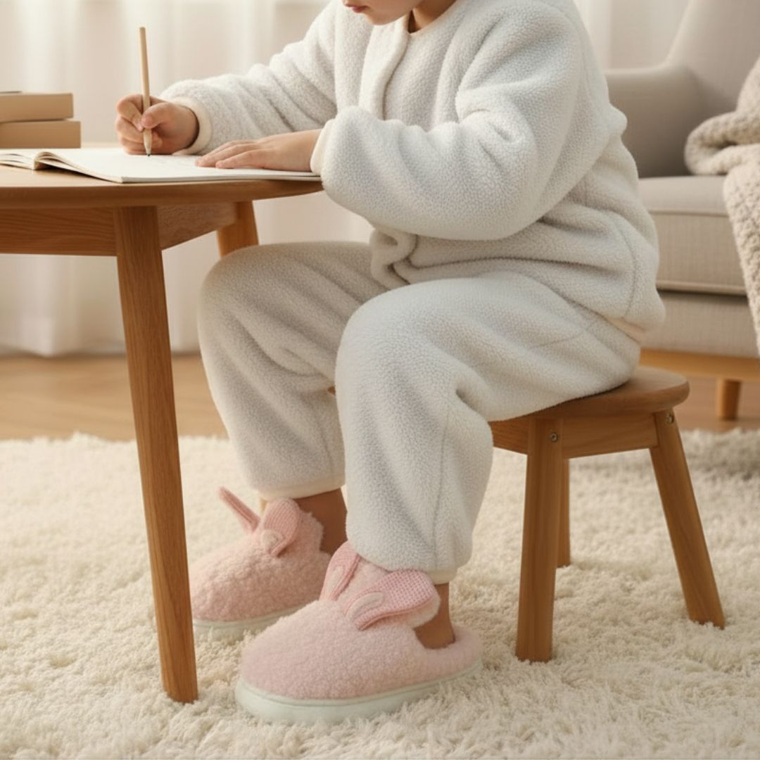 Pantufa Infantil Salmão Coelhinho Quarto Frio Inverno Antiderrapante Menino Menina Criança Pelucia - Imagem 3