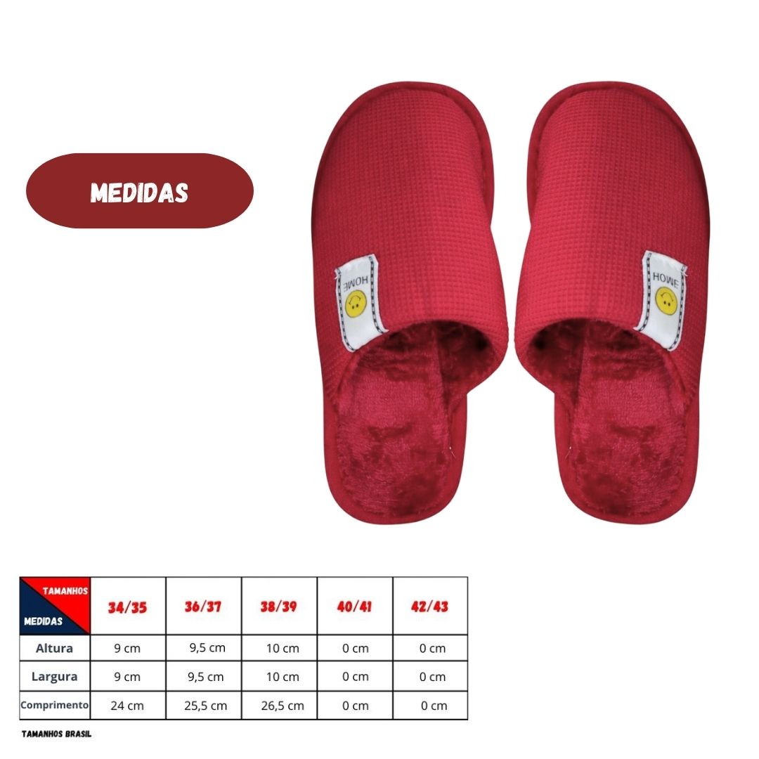 Pantufa Vermelha Feminina  Mãe Frio Inverno Quarto Chinelo - Imagem 4