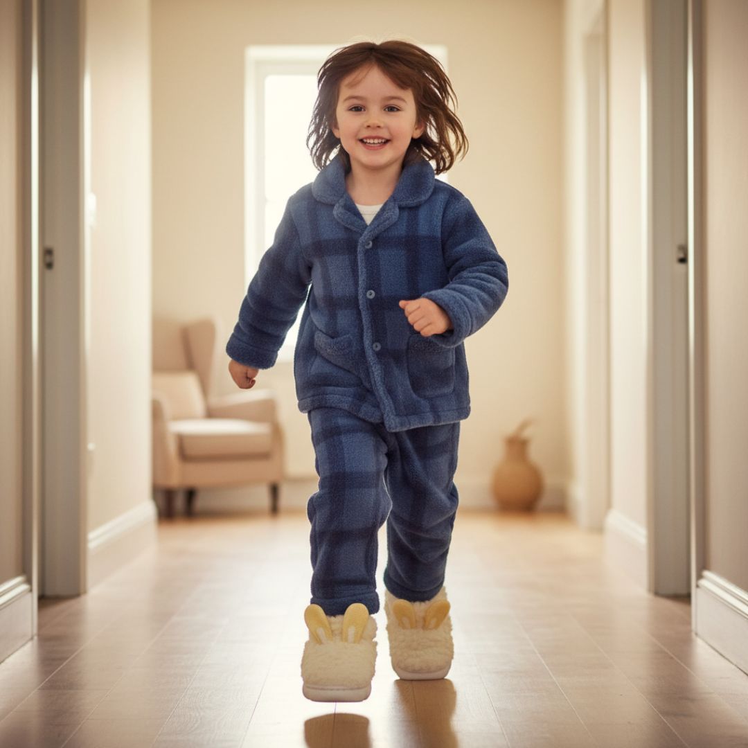 Pantufa Infantil Amarela Coelhinho Quarto Frio Inverno Antiderrapante Menino Menina Criança Pelucia - Imagem 4