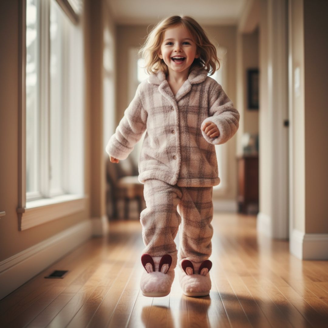 Pantufa Infantil Rosa Coelhinho Quarto Frio Inverno Antiderrapante Menino Menina Criança Pelucia - Imagem 4