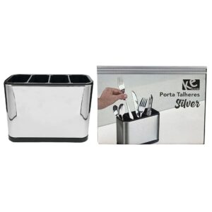Escorredor Porta Talheres Aço Inox Pia Cozinha 04 Divisórias Moderno Organizador Compacto Resistente