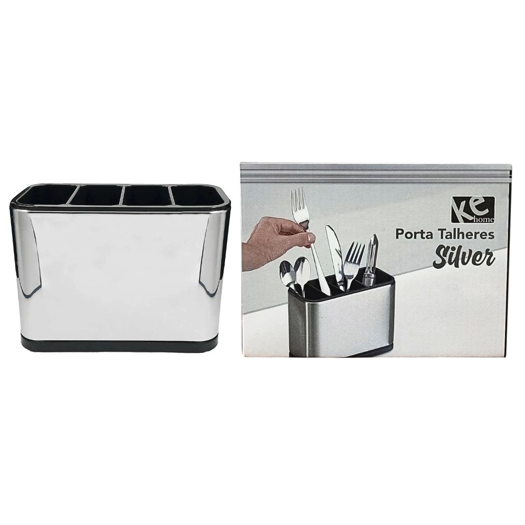 Escorredor Porta Talheres Aço Inox Pia Cozinha 04 Divisórias Moderno Organizador Compacto Resistente