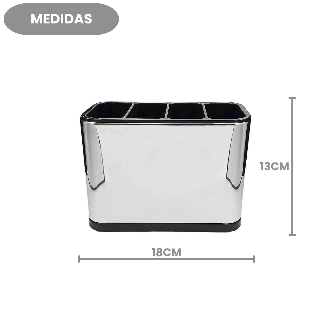 Escorredor Porta Talheres Aço Inox Pia Cozinha 04 Divisórias Moderno Organizador Compacto Resistente - Imagem 4