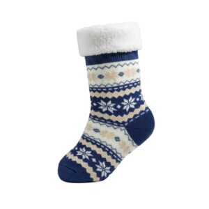 Meia Térmica Azul Adulto Frio Inverno Quarto Antiderrapante Forrada