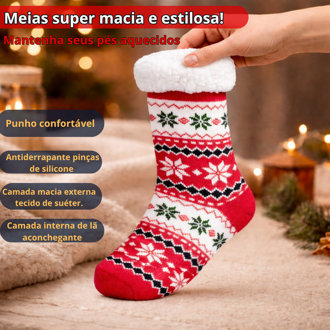 Meia Térmica Adulto Frio Inverno Antiderrapante Peluciada - Imagem 2