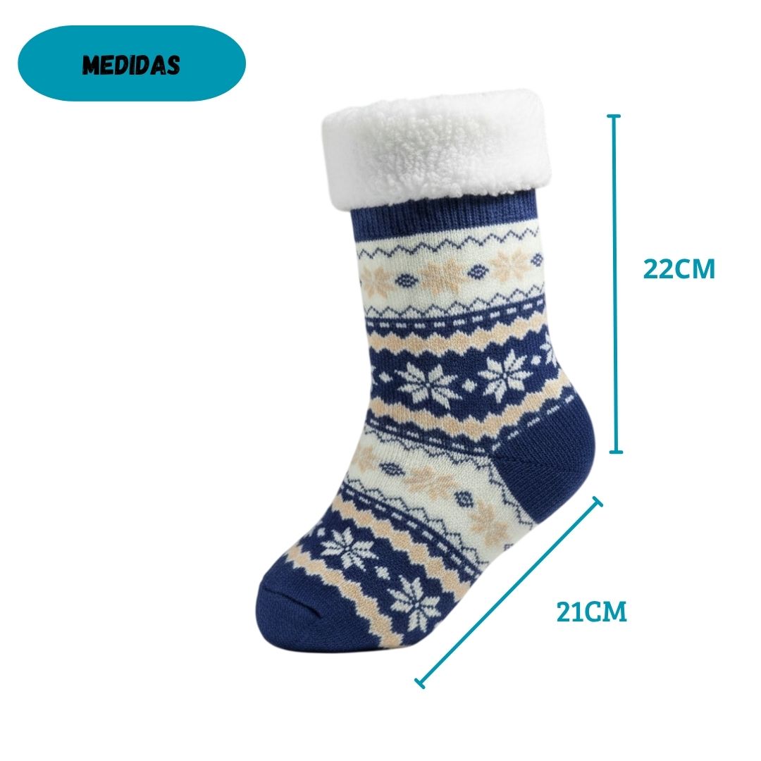 Meia Térmica Azul Adulto Frio Inverno Quarto Antiderrapante Forrada - Imagem 5