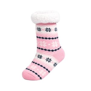 Meia Térmica  Rosa Adulto Frio Inverno Antiderrapante Forrada Feminina