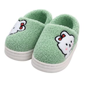 Chinelo Pantufa Infantil Colorida Verde Inverno Quarto Criança Frio Térmica Antiderrapante Menina Comfort Peluciado Acon
