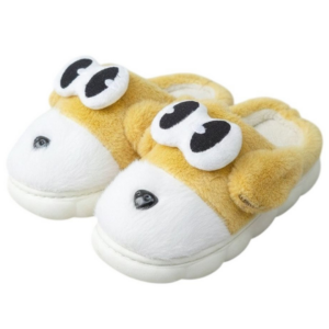 Chinelo Pantufa Infantil Cachorrinho Amarelo Inverno Quarto Criança Frio Térmica Antiderrapante Menino Menina