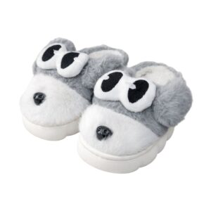 Chinelo Pantufa Infantil Cachorrinho Cinza Inverno Quarto Criança Frio Térmica Antiderrapante Menino Comfort Peluciado A
