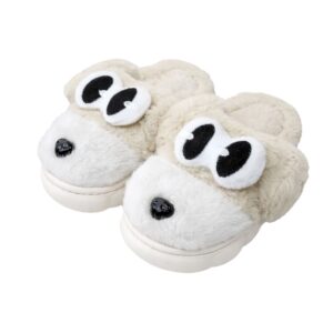 Chinelo Pantufa Infantil Cachorrinho Off White Inverno Quarto Criança Frio Térmica Antiderrapante Menino Menina Comfort