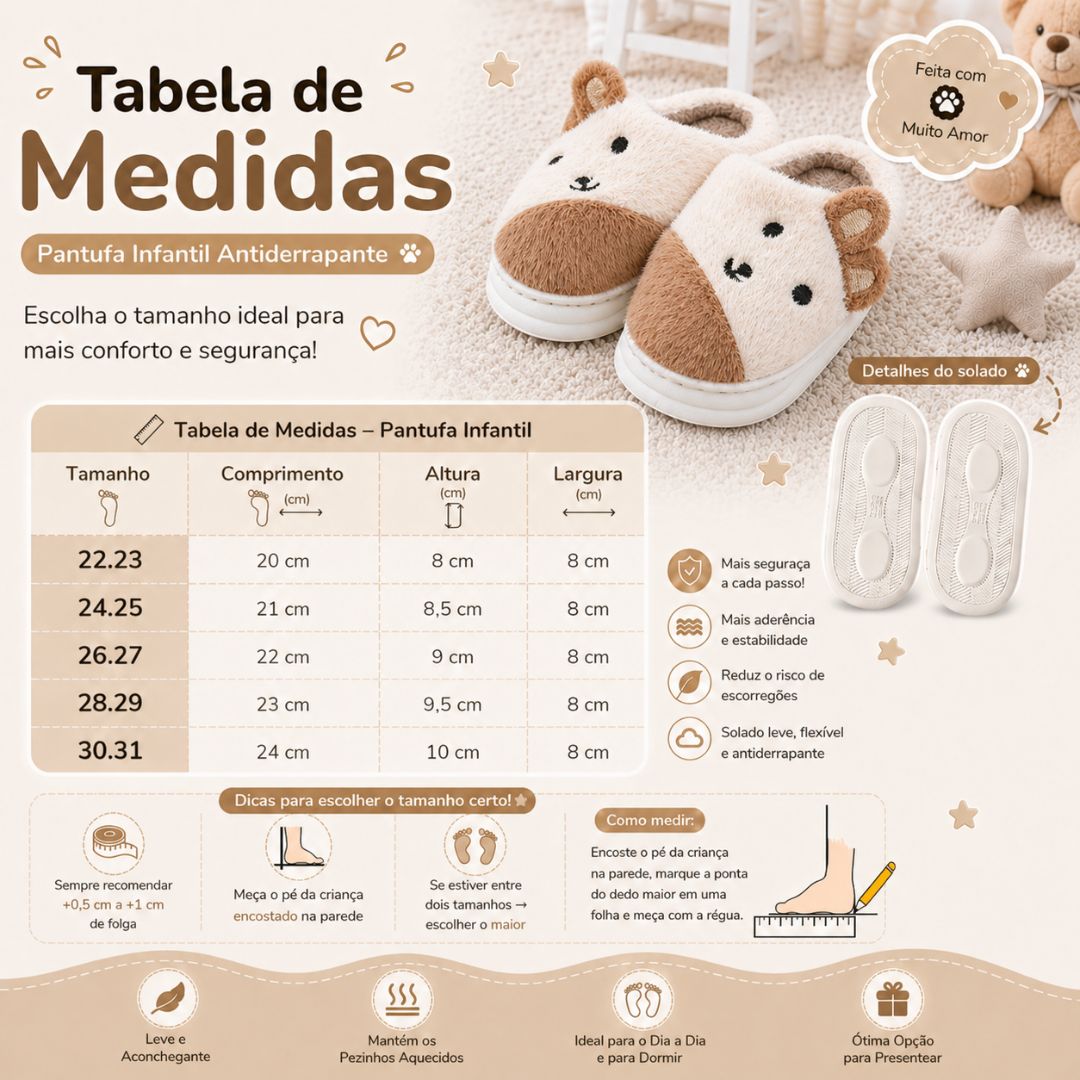 Chinelo Pantufa Infantil Coelho Colorida Marrom Inverno Quarto Criança Frio Térmica Antiderrapante Menino Menina Comfort - Imagem 5