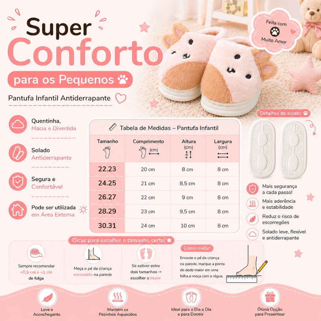 Chinelo Pantufa Infantil Coelho Colorida Rosa Inverno Quarto Criança Frio Térmica Antiderrapante Menina Comfort Peluciad - Imagem 5