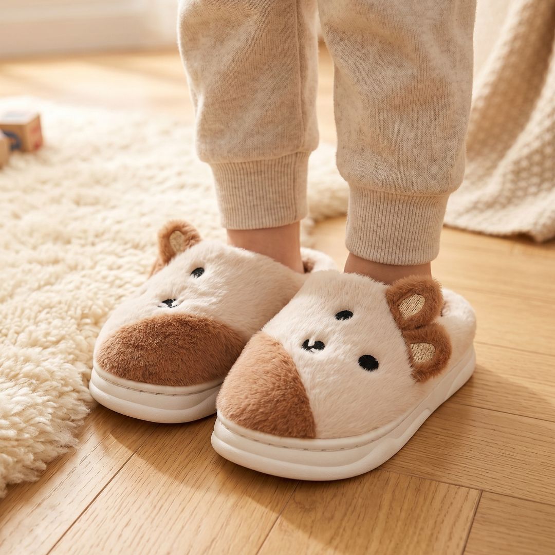 Chinelo Pantufa Infantil Coelho Colorida Marrom Inverno Quarto Criança Frio Térmica Antiderrapante Menino Menina Comfort - Imagem 3