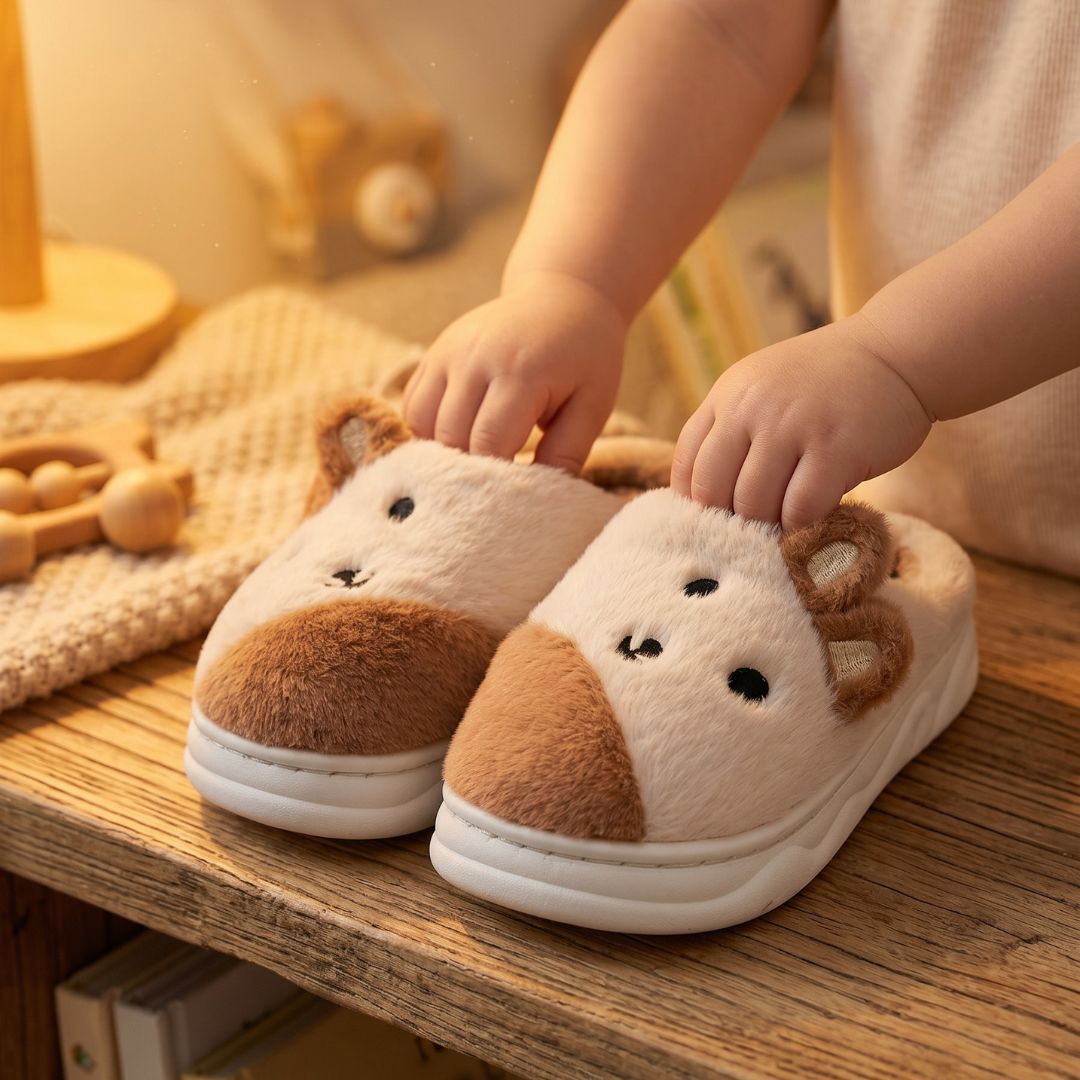 Chinelo Pantufa Infantil Coelho Colorida Marrom Inverno Quarto Criança Frio Térmica Antiderrapante Menino Menina Comfort - Imagem 4