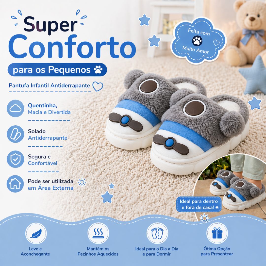 Chinelo Pantufa Infantil Grafite Colorida Inverno Quarto Criança Frio Térmica Antiderrapante Menino Comfort Peluciado Ac - Imagem 2